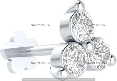 Prendedor de nariz de oro blanco de 14 k de 0,09 quilates con diamante natural G-H/I1 para mujer Foto 1 de 4