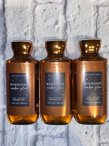 3 Bath & Body Works MIDNIGHT AMBER GLOW Aloe Shower Gel 10 FL OZ - Picture 1 of 2