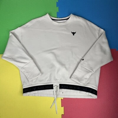 Under Armor The Rock Size L Blood Sweat Respect Sweatshirt Ivory/Black Tie Waist - Image 1 of 4
