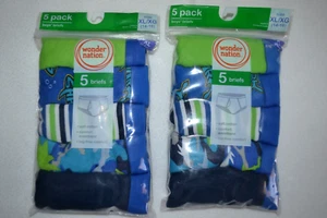 Wonder Nation 2 PKS of 5 (10 PAIR) Boys' Briefs SHARKS STRIPES XL(14-16) NEW - Picture 1 of 4