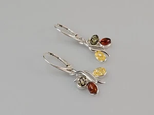 Pendientes plata pendientes 925 ámbar palanca pendientes pequeño regalo para mujer - Imagen 1 de 6