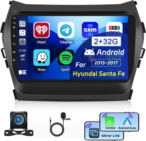 9" PARA HYUNDAI SANTA FE IX45 2013-2018 ANDROID 12.0 CARPLAY COCHE GPS RADIO ESTÉREO - Imagen 1 de 13