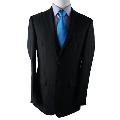 Wilke Rodriguez 42L Wool Blend 2 Button Charcoal Black Suit Blazer Jacket Foto 1 de 4