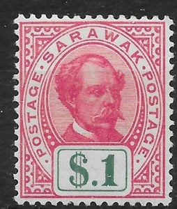 SARAWAK SG47 1899 $1 ROSA-CARMINO Y VERDE MTD COMO NUEVO - Imagen 1 de 2