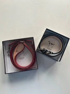 IN-BOX UNUSED COACH Black Patent Leather Hearts & Bones Dog Collar and Leash - Picture 1 of 6