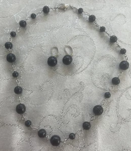 Honora Freshwater Baroque Black Pearl 18" Necklace Earrings Set 925 Silver NWOT - Picture 1 of 12