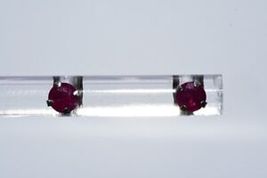.24CT NATURAL ROUND CUT RED RUBY STUD SET EARRINGS 10K/14K WHITE GOLD