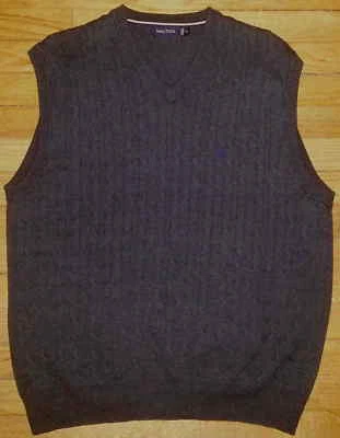 Nautica Suéter Chaleco Sin Mangas XL Negro Carbón Azul Marino Logo Tejido Rayas c439 Foto 1 de 4