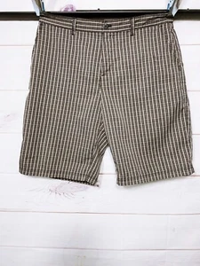 Adidas Mens Shorts Size 34 Brown Black Plaid Flat Front Pockets - Picture 1 of 7
