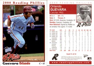 Orlando Guevara 2008 MultiAd Reading Phillies #11 Card *AutographDen*