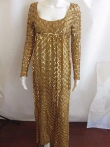 Anne Fogarty Langarmkleid Gold Pailletten Größe 4 - Bild 1 von 12