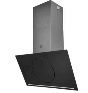 goodhome Bamia GHAGRO90 Black Glass & Stainless Steel Angled Cooker Hood - Afbeelding 1 van 1