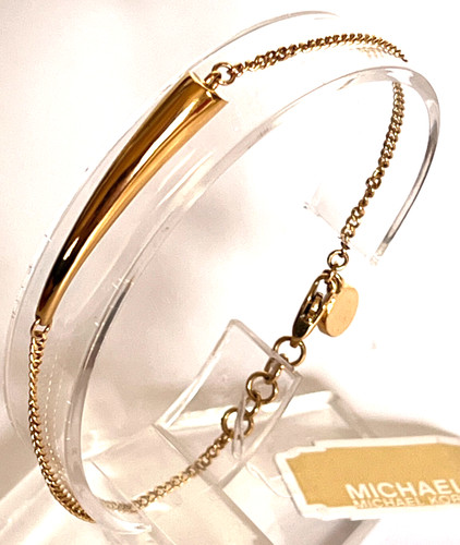 Bracciale Michael Kors MKJ4021710 catena corno tono oro 7 5" nuovo con etichette $95