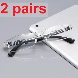 2 Pair Half Frame Womens Ladies Rectangular Lightweight Reading Glasses Readers - Picture 1 of 7