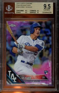 Topps Chrome Corey Seager Pink Refractor RC #150 BGS 9,5 2016 gema como nuevo novato - Imagen 1 de 2