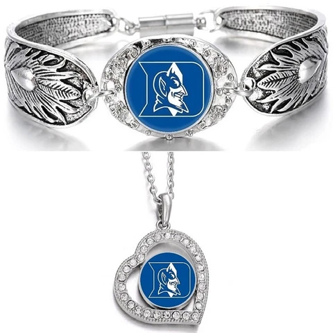 Duke Blue Devils Womens Sterling Silver Necklace Bracelet Set D3D19 Cover