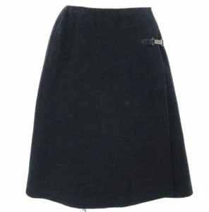 Chanel A-line Skirt Flared Black Wool Nylon Length 57cm Women Fashion Clothes - Picture 1 of 9