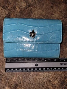 Blue Small Women's Wallet with Turtle Snap - Picture 1 of 14