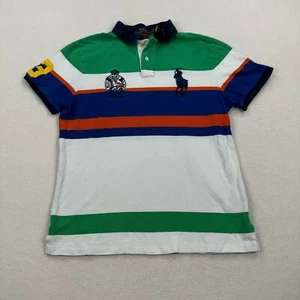 Polo Ralph Lauren Shirt Youth Large Stripe Slim Fit Short Sleeve Polo Big Pony - Picture 1 of 9