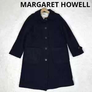 Women's Black Margaret Howell MHL Long Coat, Size M, Nylon Wool, from Japan - Picture 1 of 9