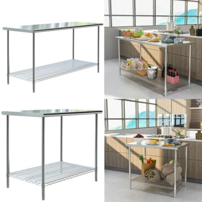 LIFELOOK Commercial Catering Table Stainless Steel Work Bench Kitchen Food Shelf Storage