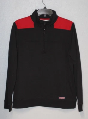 Camisa de oveja Vineyard Vines para hombre GRANDE 1/4 cremallera sudadera negra roja ballena 2K001386 Foto 1 de 4