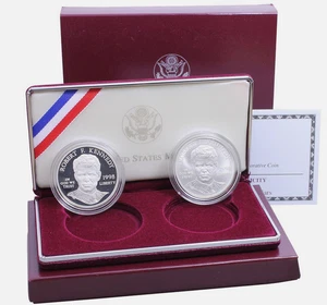 1998 Robert F. Kennedy  PROOF & UNCIRC Silver Dollar 2-coin Set (CHOICE BU) - Picture 1 of 2