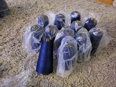 (12) Dark Blue Spun Poly Sunbelt Thread Tex 40 2 Cone Spool Lot 6,000 yds/each - Image 1 of 3