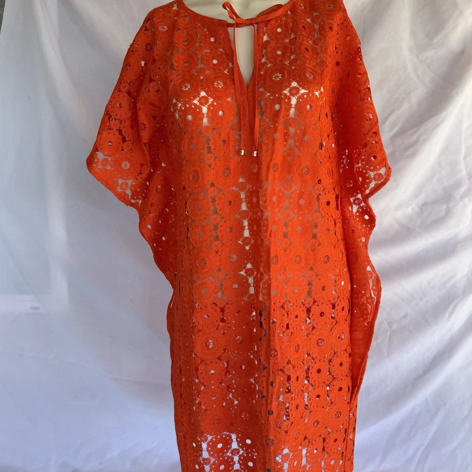 Vestido/o cubre natación Trina Turk talla pequeña naranja encaje Foto 1 de 4