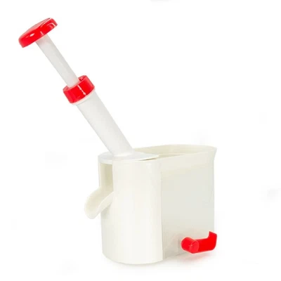 Kirschentkerner Kirschkernbohrer Kunststoff Entkerner Weiß Rot Kirschentsteiner - Bild 1 von 4