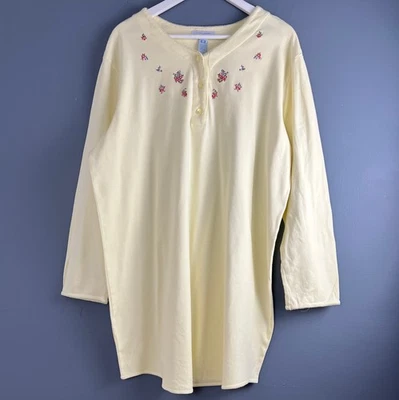 Camisa para dormir Erika Taylor íntimates para mujer manga larga talla XL algodón tejido bordado Foto 1 de 4