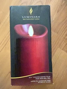 Luminara Burgund Zimt Duft Säule echter Flammeneffekt Wachskerze 7" x 3,5" - Bild 1 von 4