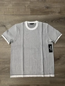 Rhone Compass Knit Tee White/true Navy Stripe Men’s Large - Picture 1 of 9