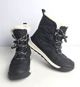 Sorel Kinder Whitney II Winter Schneestiefel wasserdicht Schnürschuhe schwarz Nylon Schuhe Gr. 1 - Bild 1 von 9