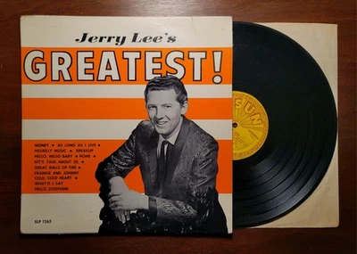JERRY LEE LEWIS Jerry Lee's Greatest Vinyl Lp 1961 1st Press SUN SLP 1265 Mono  - Image 1 of 4