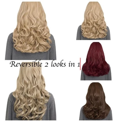 Peluca Koko Rizada Media Cabeza 3/4 Peluca 20-24" Reversible Natural 2 Estilos en 1 Foto 1 de 4