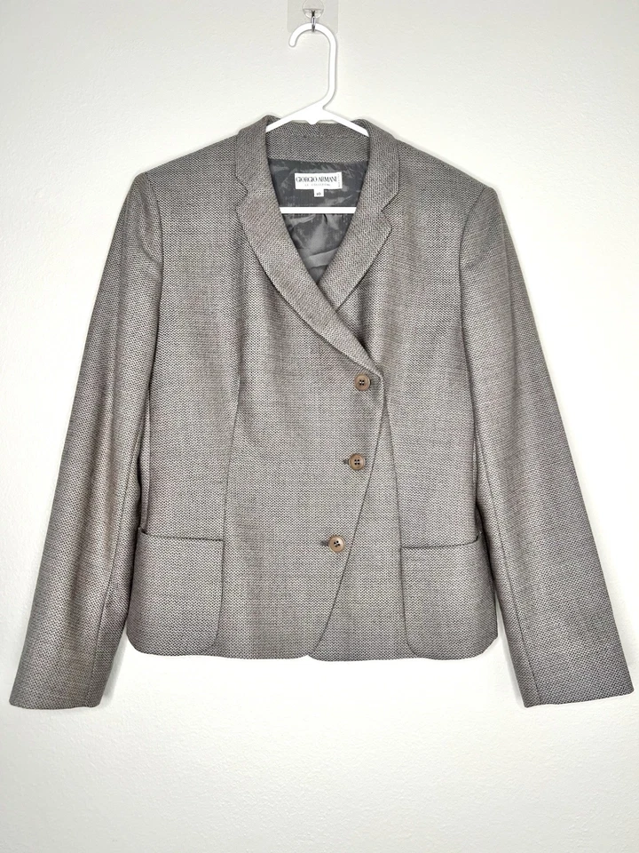Blazer Mujer Giorgio Armani Collezioni Mezcla Lana Asimétrico 10” Foto 1 de 4