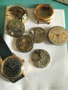 Lot Pièces Chrono Landeron Vrac Montre Vénus 210 Boitier Plaqué Or Chronographe - Picture 1 of 16