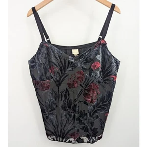 Merona Velvet Burnout Floral Camisole Tank Top Adjustable Straps Size 20 - 22W - Picture 1 of 6