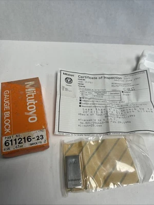 Mitutoyo Gage Block .650” Rectangular Grade 2 Part # 611216-23 New - Image 1 of 4