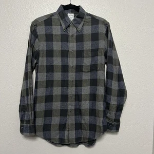 Brooks Brothers 1818 Regent Gray Blue Olive Men's S Flannel Long Sleeve Plaid - Picture 1 of 4