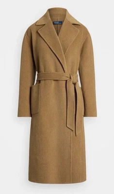 £649 POLO RALPH LAUREN DOUBLE FACE WOOL CAMEL WRAP COAT WOMEN BELTED JACKET M 16 - Image 1 of 4