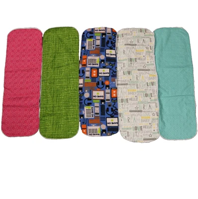LOTE de 5 paños eructos variados Minky-fleece-respaldo rosa verde azul blanco 19,5x6,5 Foto 1 de 4