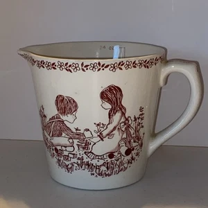 Vintage Royal Crownford Ironstone England Measuring Cup Boy & Girl Playing Red - Picture 1 of 9