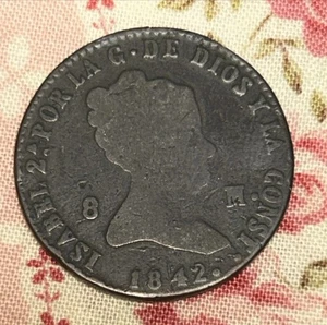 España 1842 8 Acueducto Maravedis Como Nuevo Reyna Isabel II República C-170,3 KM-531 Fino - Imagen 1 de 5