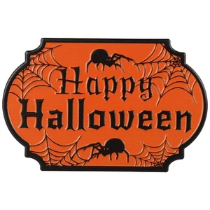 Letrero de pared de metal Northlight 10" naranja y negro "Feliz Halloween" caldero - Imagen 1 de 5
