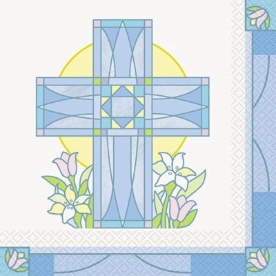Christening Baptism Sacred Cross Blue Party Supplies and Tableware - Image 1 of 4
