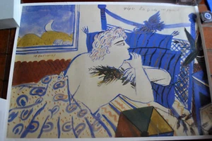 GREEK PAINTER ALEKOS FASSIANOS ONE WITH LAUREL AND KITE LITHOGRAPH PRINT 1996 - Picture 1 of 8
