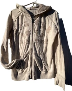 EUC Silver Jean Company Lightweight Hoodie Taupe Lace Inserts Size Med Buckle - Picture 1 of 12