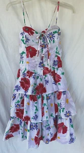 DE COLECCIÓN AÑOS 80.. CORSÉ CON CORDONES.. VOLANTES EN NIVELES..FLORAL..CORREA DE ESPAGUETI..VESTIDO..GRANDE - Imagen 1 de 5
